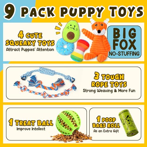 Zeaxuie puppy toy set with rope and plush items