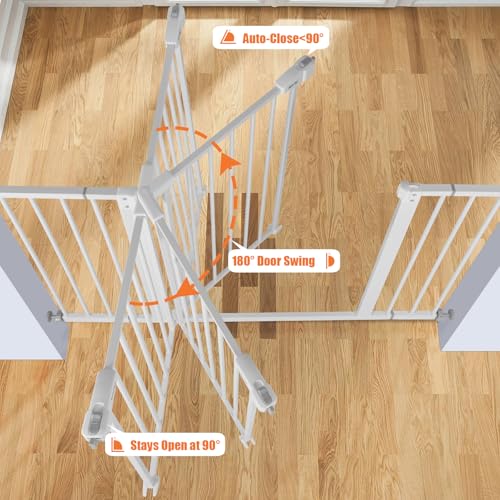White steel baby gate extension view