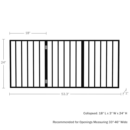 Black wood pet gate with metal accents