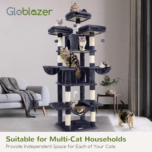 Side profile of Globlazer XXL cat tower in dark grey