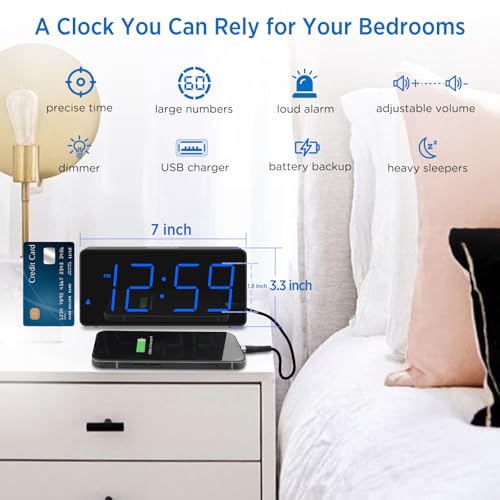 Blue digital alarm clock lifestyle shot