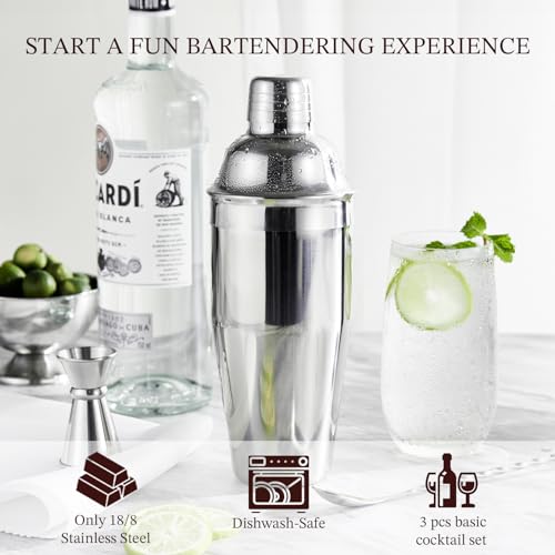Silver stainless steel 3-piece cobbler shaker