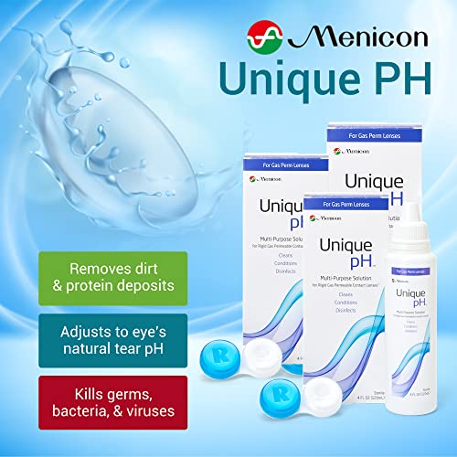 Bottles of Menicon Unique pH RGP solution