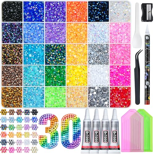 LOTWOW 40000 Pcs Resin Jelly Rhinestones Kit box contents
