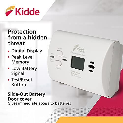 Kidde CO alarm showing battery compartment access