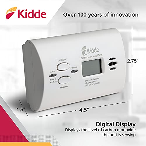 Close up of Kidde CO detector LED indicators