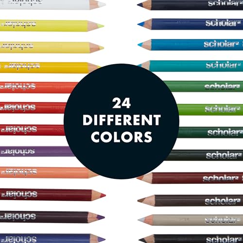 Prismacolor Scholar colored pencils arranged in a row