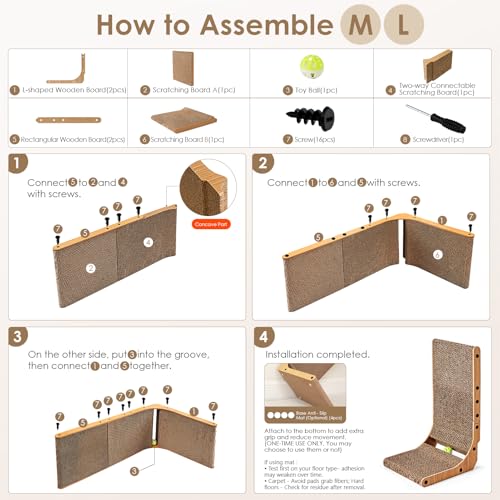 Assembly components for cat scratcher
