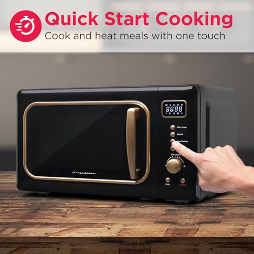 Side profile of the black retro microwave