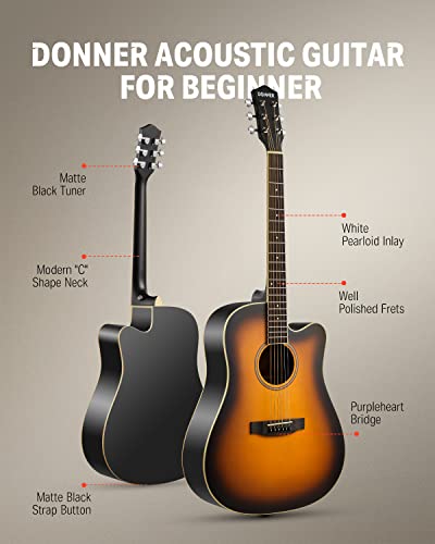 Donner 41-inch guitar body and bridge detail