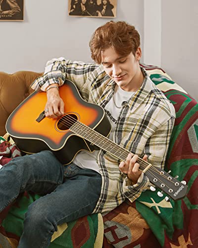 Donner acoustic guitar bundle with included strap and tuner