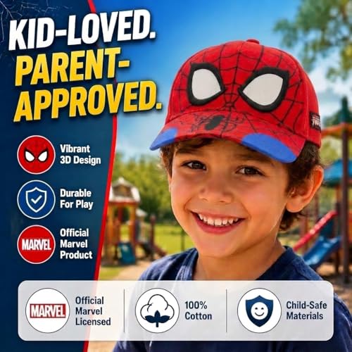 Back view of Marvel Spider-Man 3D cap showing velcro strap