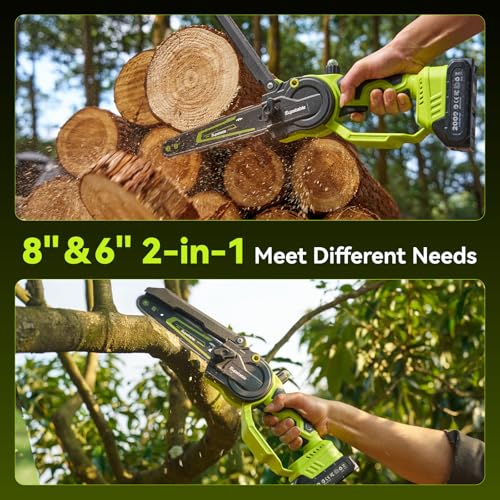 Supstable mini chainsaw with 6-inch guide bar attached