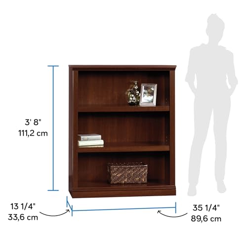 Sauder storage bookcase showing adjustable shelves