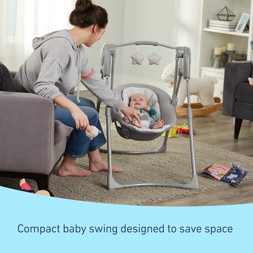 Graco Slim Spaces swing with toy bar