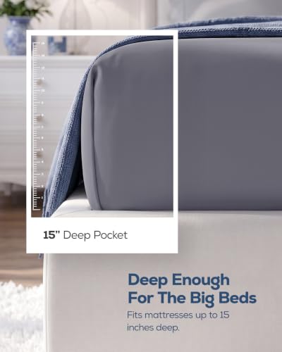 Grey fitted sheet texture close up