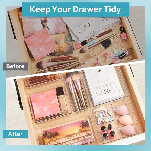Clear plastic bins for vanity drawers