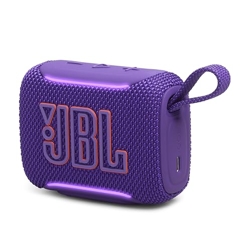 Side profile of the purple JBL Go 5 speaker