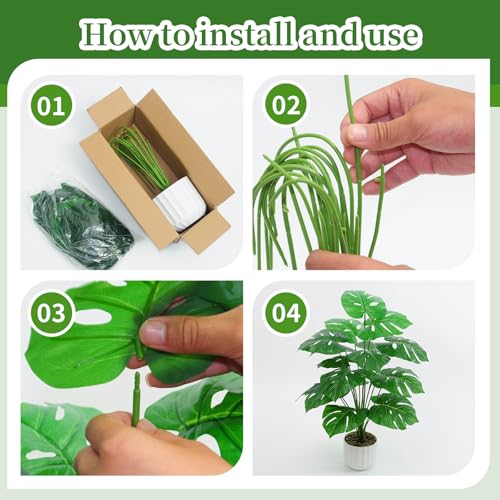 Artificial monstera inside a plastic pot