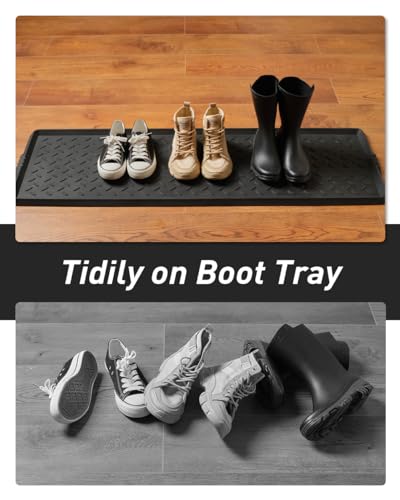 Raised edges of the SUPENUIN rubber entryway boot tray