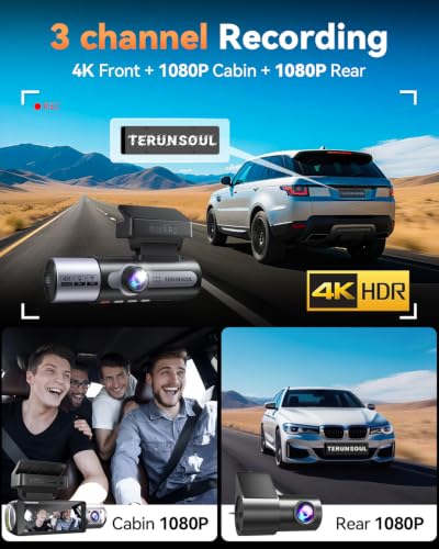 Triple channel dash cam display screen