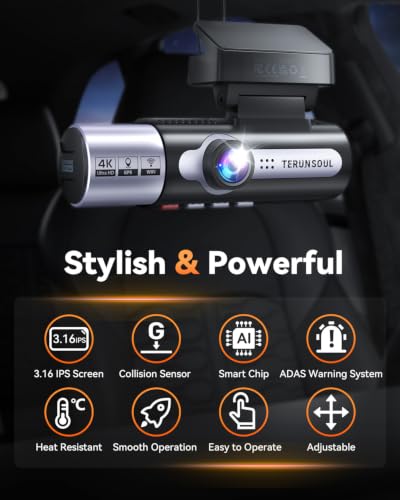 Dashcam mounted on windshield