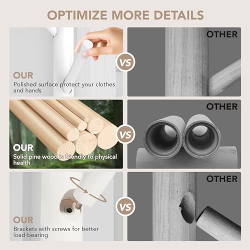 White wooden coat rack full view