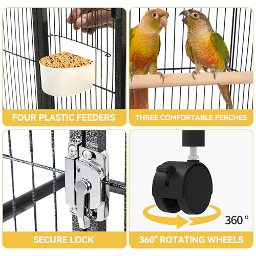 Assembled DWVO black bird cage stand