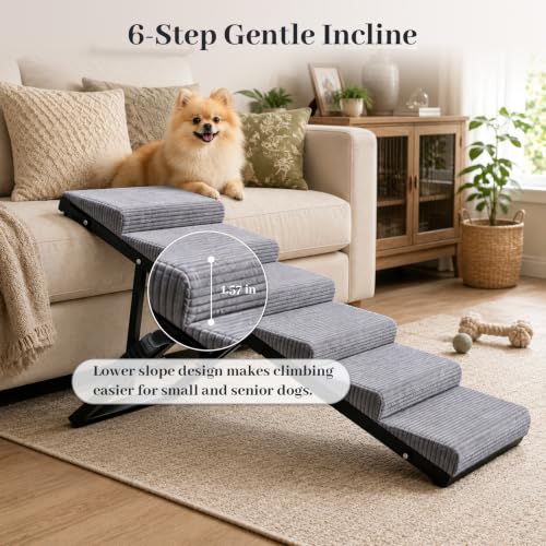 Foldable dog ramp adjusted to low height
