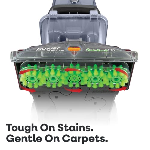 Side view of red Hoover PowerScrub machine