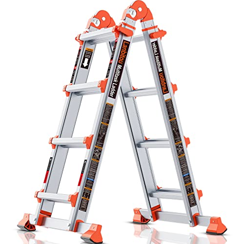 LANBITOU 14Ft Multi Position A-Frame Ladder