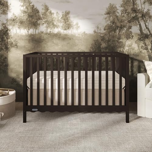 Dark brown pinewood crib side profile