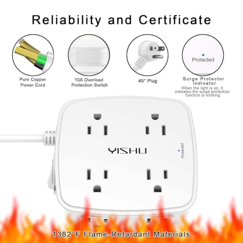 6-foot extension cord with 45° flat plug
