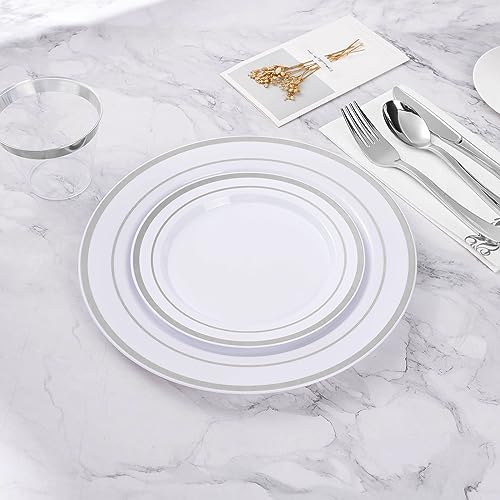 BESTVIP silver rim plates holding dinner food