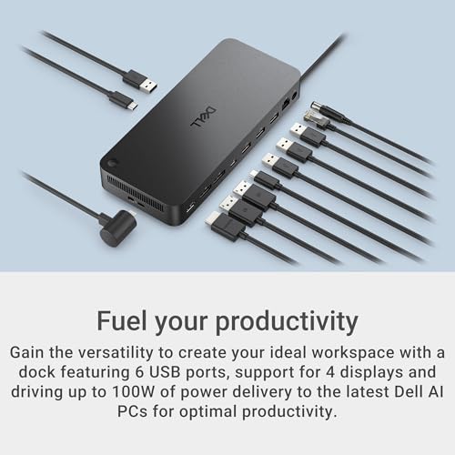 Dell WD25 dock side profile with USB-C cable