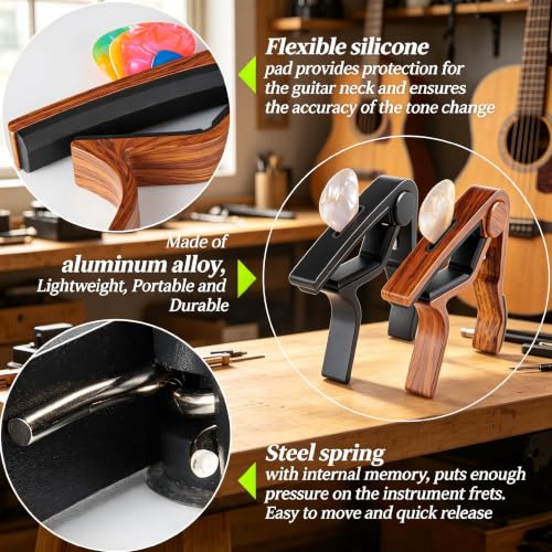 WOGOD capo attached to acoustic guitar neck