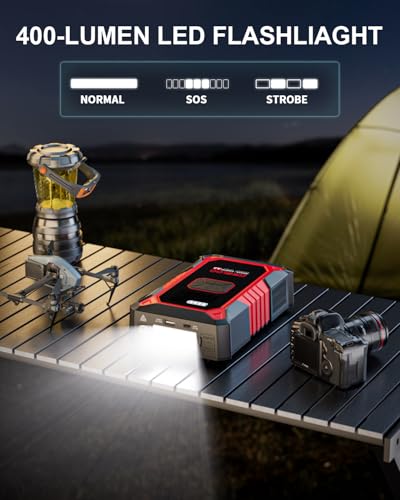 GOOLOO A3 12V jump starter red color side profile