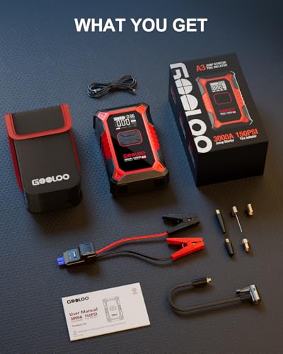 GOOLOO A3 jump starter and tire inflator bundle