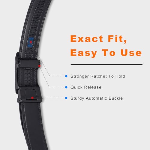Adjustable belt strap showing sizing details
