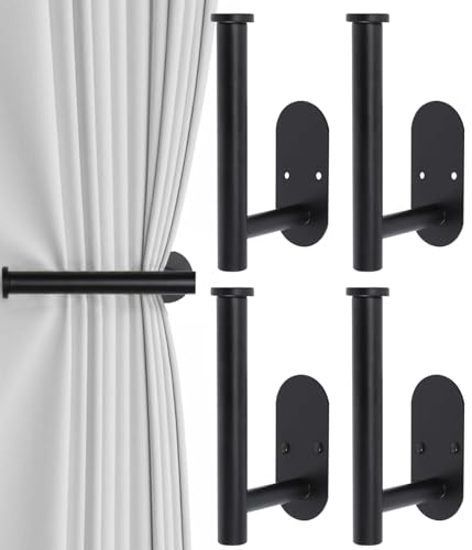 Hoousuper 4pcs Black Curtain Holdbacks set