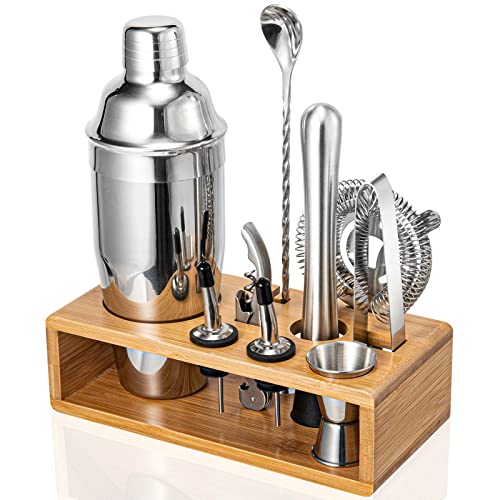 Semderm 10-piece cocktail shaker set with bamboo stand