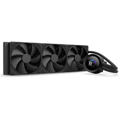 NZXT Kraken Plus 360-360mm AIO CPU Cooler, LCD - Black front view