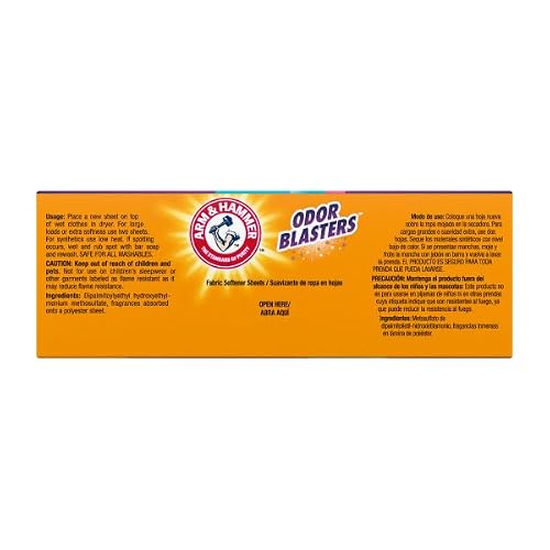 Instructions on Arm & Hammer dryer sheet box