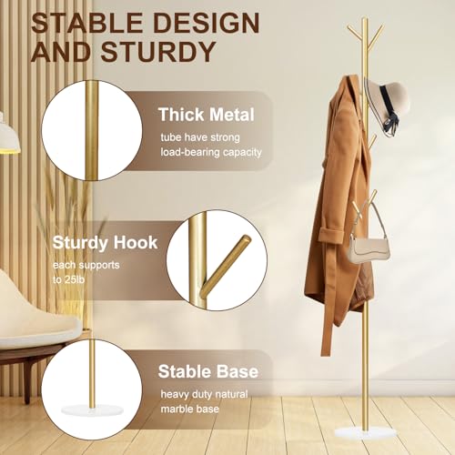 Natural marble base coat stand