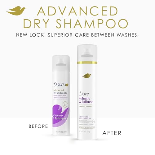 Back of Dove dry shampoo spray can with directions