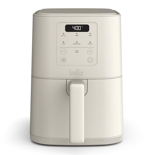 BELLA Fits-anywhere Slim 4qt Air Fryer Oatmilk front view
