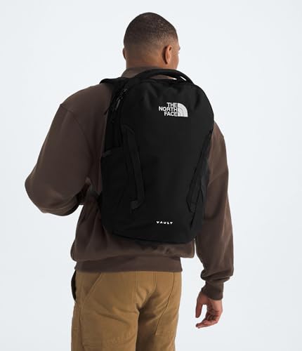 The North Face Vault backpack standing upright on a flat surface