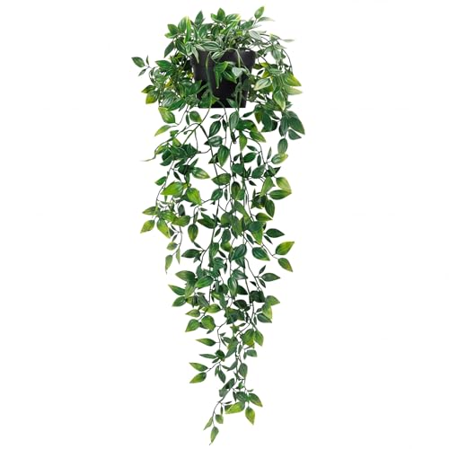 Whonline fake hanging plant in black pot