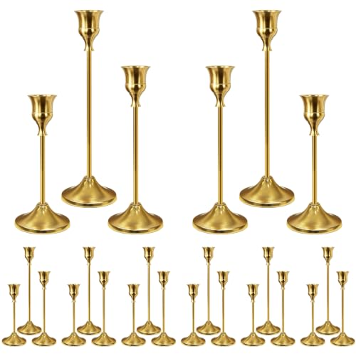 Saicefe 24Pcs gold candle holders set