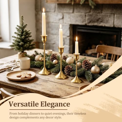 Three heights of Saicefe gold candlesticks